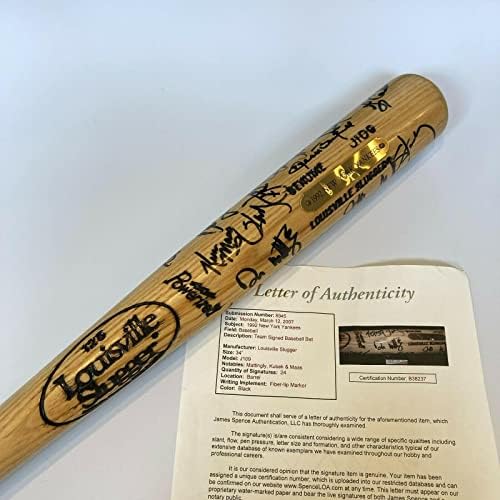 1992 Отбор Ню Йорк Янкис Подписа бейзболна бухалка 24 Sigs Don Mattingly JSA COA - Бейзболни бухалки MLB с автограф