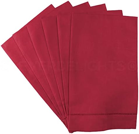 Кърпи за ръце от Червен лен CleverDelights с отстрочкой на дъното - 6 Опаковки - 14 x 22 - Кърпа за върховете на пръстите