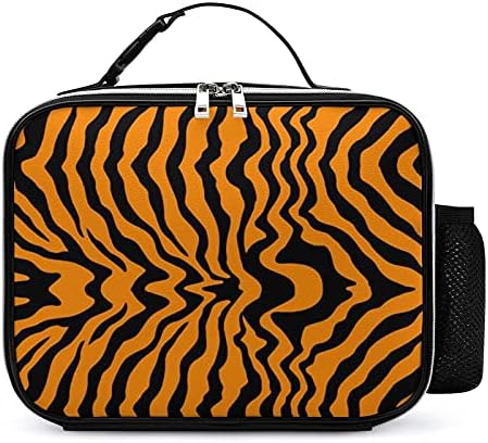 Чанта за Обяд В Оранжевата Лента с Изображение на Тигър, Подвижна Кожена Кутия, Писалка, стойка За Приготвяне на Храна,