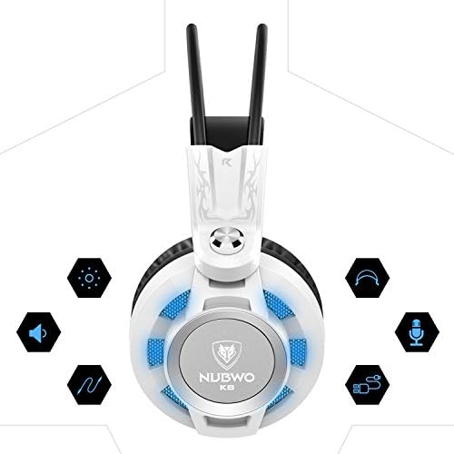 Слот за слушалки NUBWO с микрофон за персонален КОМПЮТЪР, Mac, Ps4, Xbox One, на масата, телефон (Бели)