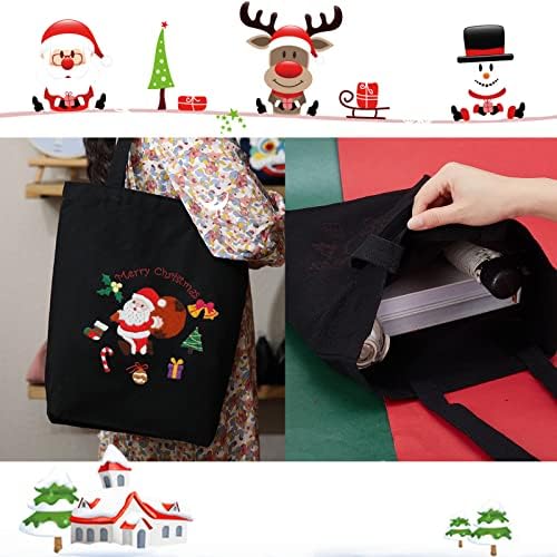 Комплект за бродиране холщовой чанти-тоут WADORN с шарките на Дядо Коледа и инструкции, Комплект за бродиране черна Холщовой