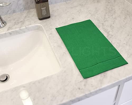 Кърпи за ръце CleverDelights Зелен цвят, с отстрочкой на дъното - 6 Опаковки - 14 x 22 - Бельо Памучен смес 55/45
