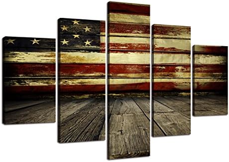 Дървени стенни Пана с Флага на сащ за Всекидневната, Живопис върху Платно, Ретро Флаг на САЩ, Непринуден Декор на Стените,