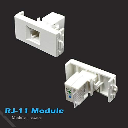 Стенни панела с 2 Порта за телефонен кабел RJ11 + Ethernet RJ-45 Keystone Модулен Телефон Cat3 PSTN Разпределителен Жак