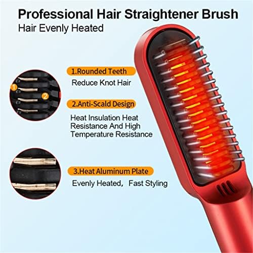 LXXSH Пътна Преносима гребен за отопление на коса 2 в 1, зареждане чрез USB, Безжична Професионална Четка за коса, Преси и