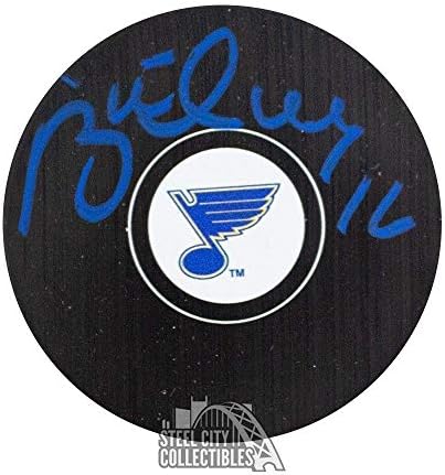 Хокейна шайба Сейнт Луис Блус с автограф Бретта Halla - PSA/DNA COA (E) - за Миене на НХЛ с автограф