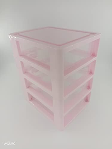 WQURC Сладки Розови Приемен шкафове за съхранение С многопластова скоростна и розова дръжка с лък (Четири слоя (7,06