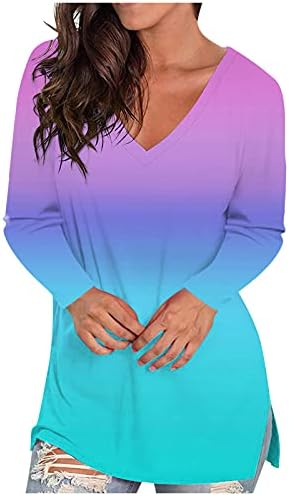 WYTong/ Дамски Блузи с V-образно деколте и завязками-багрила, Модни и Ежедневни тениски с дълъг ръкав, Блуза,