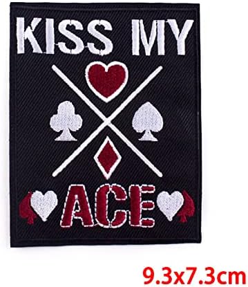 KISS My ACE Нашивка с Бродерия Покер Желязна Нашивка Sew Ивици в стил Хай-Хоп, Пънк САМ Апликации за Дрехи Детски