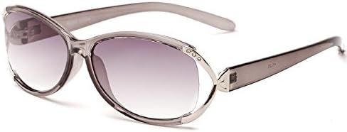 Дамски очила за четене Claire Sun Readers, Овални Очила за четене, Модни Слънчеви очила за четене + 3,00 Сиви и сребристи