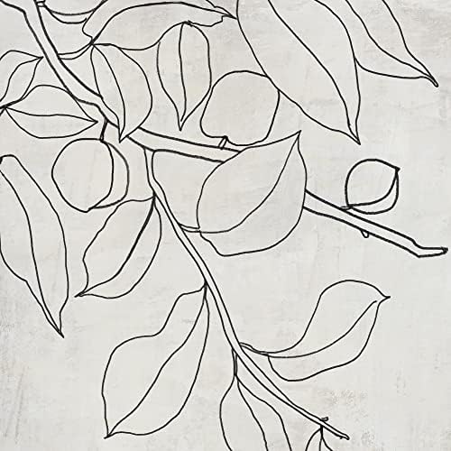 ArtbyHannah Стенни рисунки в рамка с размер 11x14 с черно-бели щампи ботанически растения, Черна рамка, Готова да бъде