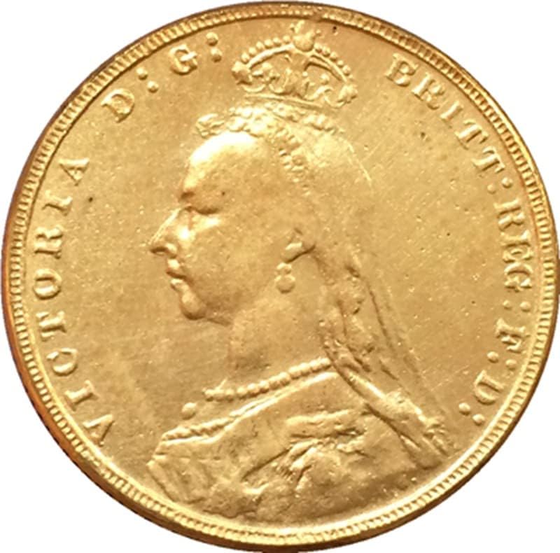 Британски монети 1891 Г. От Чиста Мед С Gilding, Колекция от Антични Сребърни Доларови монети Занаятите
