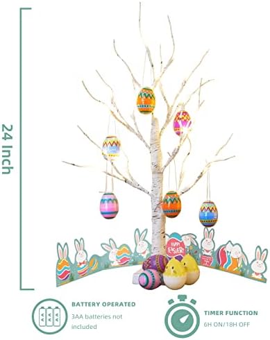 Централно Великденско дърво EAMBRITE 24 ИНЧА 24-тонная Бяла Бреза елха с 10 Висящи украшения във формата на яйца