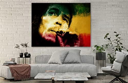 Плакат на Боб Марли в рамката на SpiritualHands, монтиран на стената фигура на Музикант върху платно, в дървена рамка, Монтиране