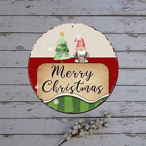 Коледен Венец Знаци на Дядо Коледа е Коледен Камион Зимна Сцена Живопис Кръгла Метална Лидице Знак Висящи Коледна Украса Ретро