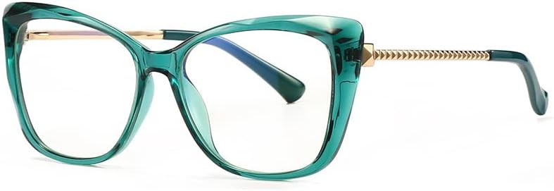 Очила за четене RESVIO Cat Eye за Жени в Квадратна Рамка с кутия пролетта Панти Ръчно изработени, Прозрачно Зелени