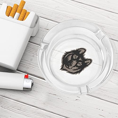 Символ на Волчьей главата Стъклен Пепелник за Цигари от Кръгли Пепелници за Домашния офис и Ресторанти
