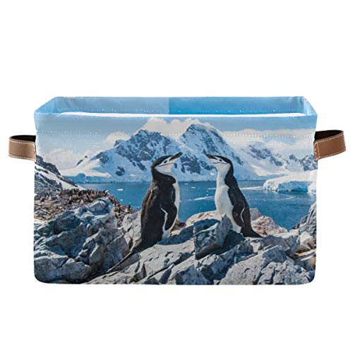 Правоъгълно Кофа За Съхранение на Холщовой тъкан Penguin с Каишка за Брадичката с Дръжки - Сгъваема Подарък Кошница за Шкаф