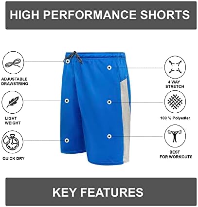 Мъжки Спортни къси панталони Мъжки с джобове-Шорти Gym Workout Active Performance Shorts-4 опаковки