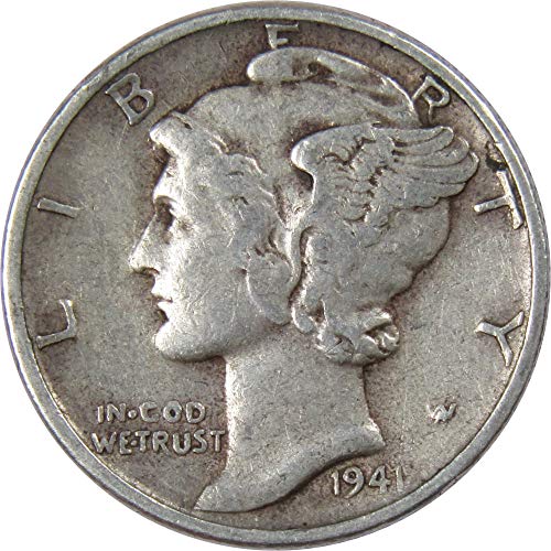 1941 Mercury Dime VF Много Тънка Монети от 90% Сребро 10 карата САЩ са подбрани