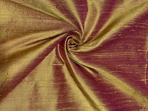 Естествена коприна Dupioni златисто-жълт x розов ширина 108 инча от плат slubs на парцела