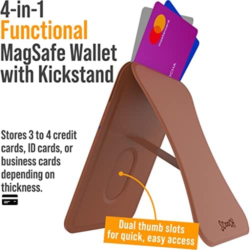 Чантата Scooch MagSafe за мъже и жени [MagWallet] за iPhone с поставка за телефон и дръжка за телефона [Съвместим с автомобил