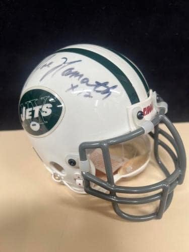 Джо Намат подписа мини-каска Ню Йорк Джетс x12. Auto PSA - Мини-Каски NFL с автограф