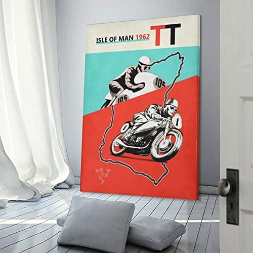 Остров Ман TT Мотоциклет Дизайн Арт Плакат Стенен Декор Печат върху Платно Подарък (4) Живопис върху платно, с монтиран