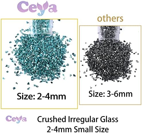 Набор от счукани нередовни стъкла Ceya 32 цветове, 22,6 унция/640 g, Метална Кристален Бележчица, Блясъка на Счупено Стъкло