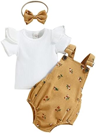 Тениска в рубчик с Къс ръкав и Набори за малки момичета, Блузи, къси Панталони за Подтяжках, Подарък за мама
