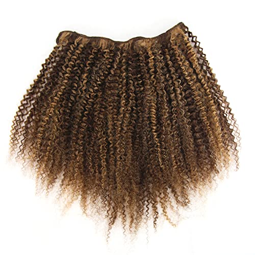 Шнола за изграждане на човешки косъм ZigZag Hair Afro Извратени Къдрава Piano Highlight Color #4 / #27 Бразилският Виргинская афроамериканка 4B 4C за Изграждане на Естествена коса Клип I