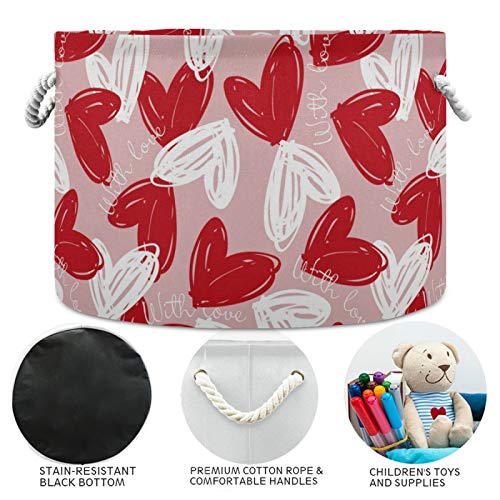 Голяма кръгла кошница за багаж - Холщовое домашно организационно решение Love Heart Кошница за съхранение на
