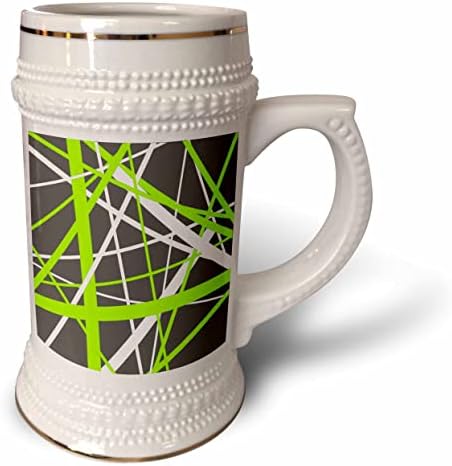 Триизмерни Линия Лайм и Бяло Геометричен модел На Сиво - Чаша за стейна на 22 унция (stn_355498_1)