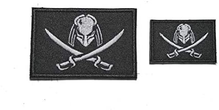 B81 Череп на Хищник, Пиратски флаг Веселия Роджър, Военно-Тактическа бродирана нашивка на духа, 2 бр., 3X2 инча и 4,5X3
