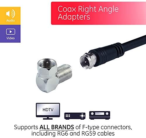 GE Правоъгълен Интерфейсен адаптер F-тип и преходни муфи, 2 комплекта, работи с коаксиальными кабели F-тип RG59 RG6, свързва