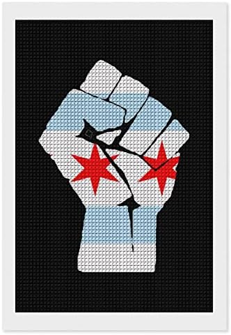 Вдигнат Юмрук Флаг Чикаго Декоративни Набори За Диамант Живопис Забавни 5D направи си САМ Пълна Тренировка Диамантени