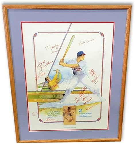 Многозначный Плакат В рамка С Автограф Эноса Слотера Будро Halla COA - Снимки на MLB с автограф