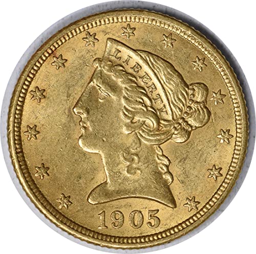 1905 P $5 Златни Свобода , Бездокументарный AU58