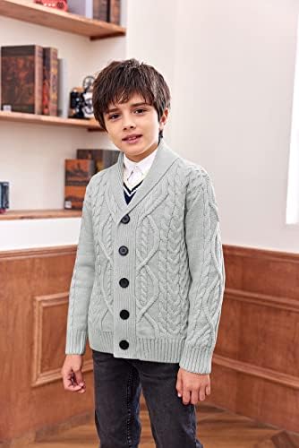 Ciaorbis/ Жилетка за деца и момчета, Пуловер с яка-шал, копчета, Вязаная на Горно Облекло с V-образно деколте и дълги ръкави