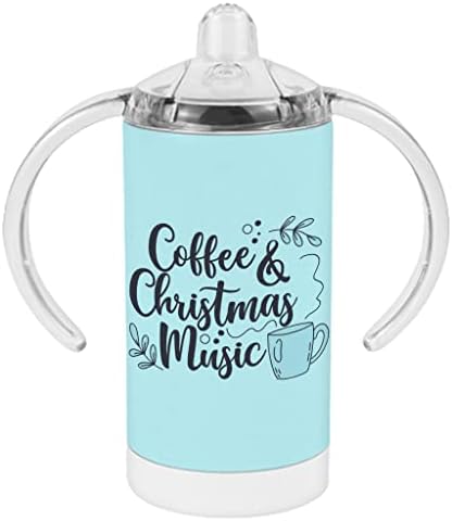 Чаша за потягивания кафе и Коледната музика - Тематична Детска чаша За потягивания - Coffee Cup Sippy