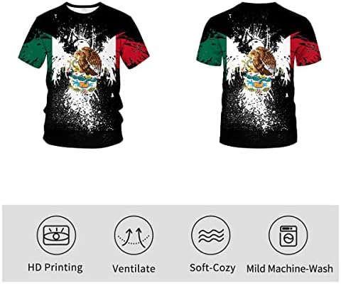Liohans Ежедневни Тениска с Цифрово принтом Хартата на Мексико с 3D модел, Мъжки Тениски, с кръгло деколте