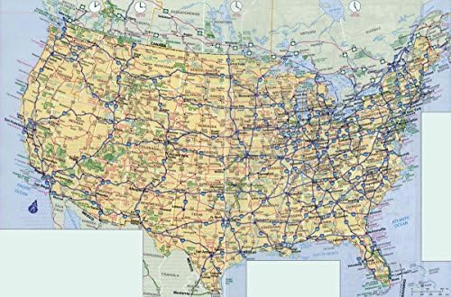 Ламиниран плакат Gifts Delight 36x24: Пътна карта - в картата на САЩ с високи магистрали. Карта на автомобилни