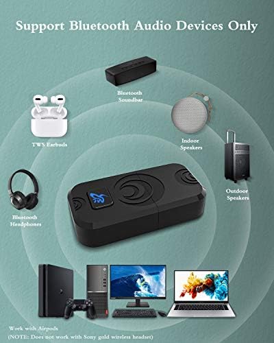 Адаптер за слушалки AOJAKI PS4, безжичен аудиоприемник (НЕ аудиопередатчик) за връзка Bluetooth Airpods/слушалки/
