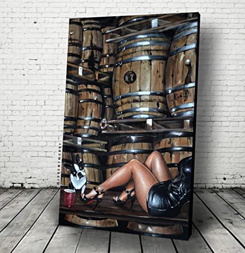 Джереми най-Лошото Тест на вкус на Бъчви за уиски Картина на Платно, с монтиран на стената Художествен Плакат Секси