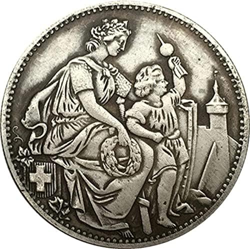 Монети Швейцария 1865 Година, Покрити с Мед, Сребро Каменни монети, Монети за колекционери Занаяти, Възпоменателна монета от