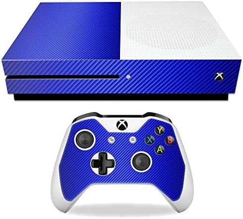 Корица MightySkins, съвместима с Microsoft Xbox One S - Синьо въглеродни влакна | Защитно, здрава и уникална Vinyl стикер