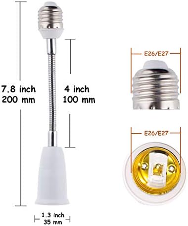 Адаптер за удължаване на гнездо на електрическата крушка E26/E27, Гъвкав удължител E26/E27 към E26 / E27, Регулируема