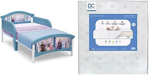 Пластмасов легло за деца Delta Children, Детски Матрак Дисни Frozen II Туинкъл Galaxy с Двустранно Пълнител от Рециклирани