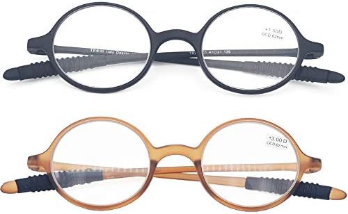2 Опаковане на кръгли леки очила за четене, Гъвкави (от еластична пластмаса), за четене, за мъже и Жени от Mcoorn