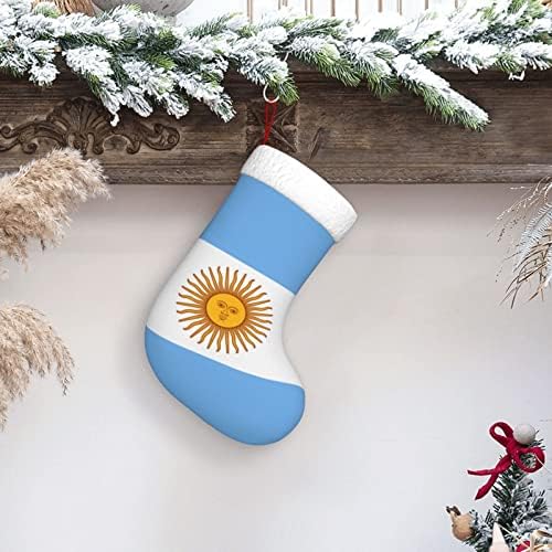 QG ZZX Флаг на Аржентина Коледен Отглеждане на Коледни Чорапи, Окачен Чорап За Камина 18 Инча Празнична Украса
